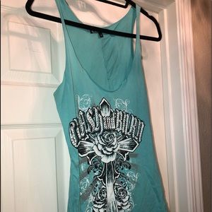 CRASH & BURN Tank Top with Jewels on front.